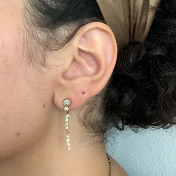 Fossil Rose Gold-Toned Stud Earrings with Matching Ear Jackets - Picture 7 of 7